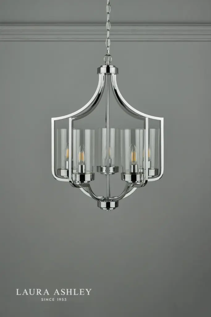 Joseph Polished Chrome & Glass 5 Light Chandelier