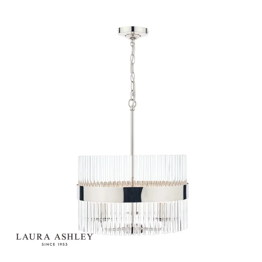 Alexa 3 Light Polished Nickel Pendant with Glass Rods