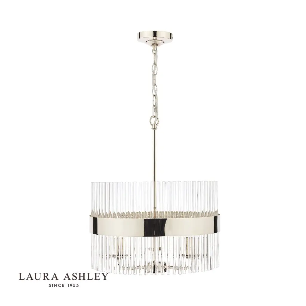 Alexa 3 Light Polished Nickel Pendant with Glass Rods