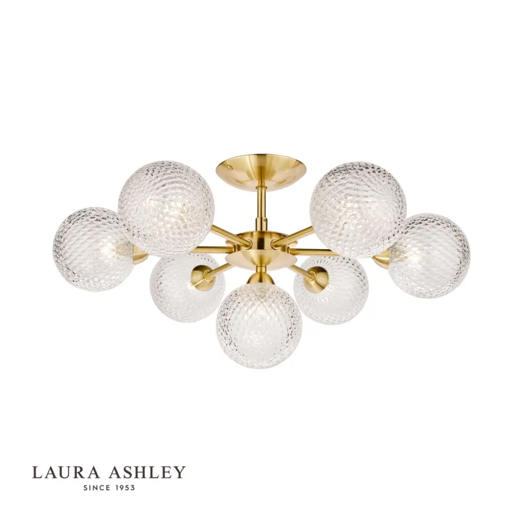 Atherton 7 Light Satin Brass Semi Flush Fitting