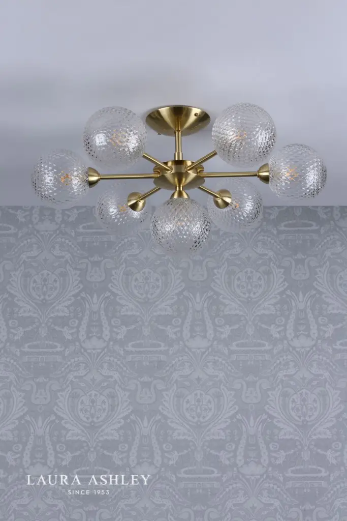 Atherton 7 Light Satin Brass Semi Flush Fitting