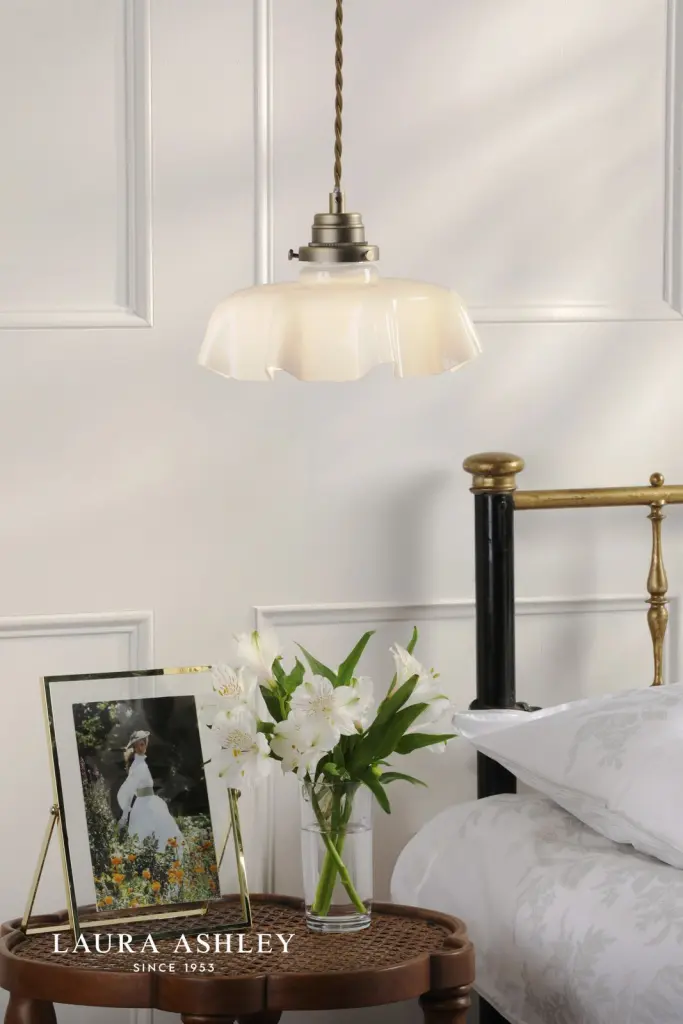 Banham Antique Brass & White Glass Pendant