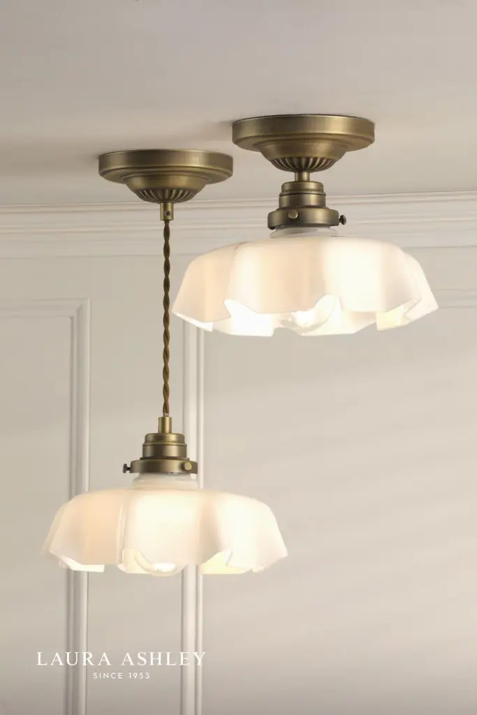 Banham Antique Brass & White Glass Pendant