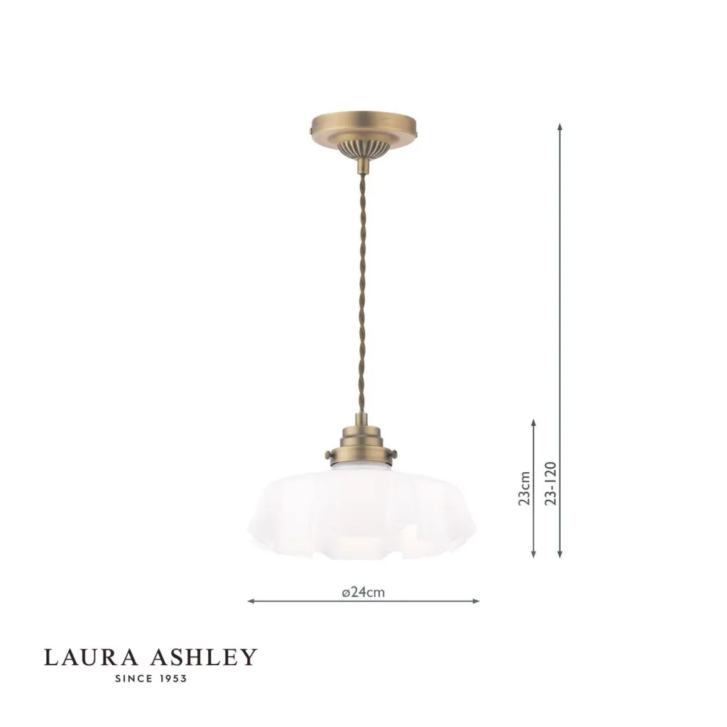 Banham Antique Brass & White Glass Pendant