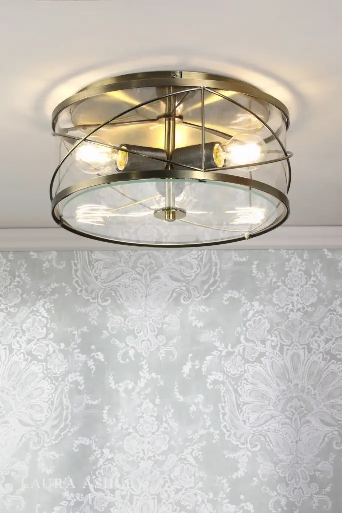 Beckworth 3 Light Semi Flush Fitting in Antique Brass