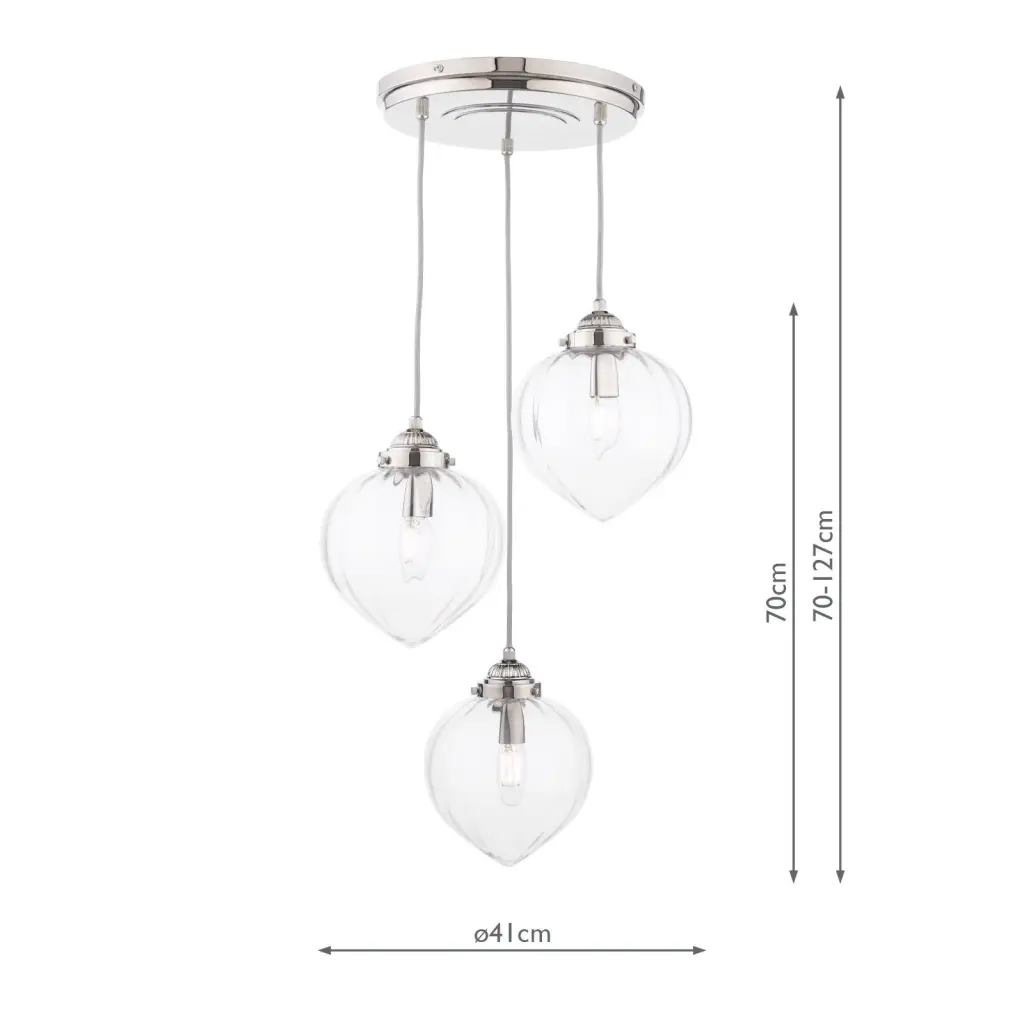 Whitham 3 Light Polished Nickel Cluster Pendant