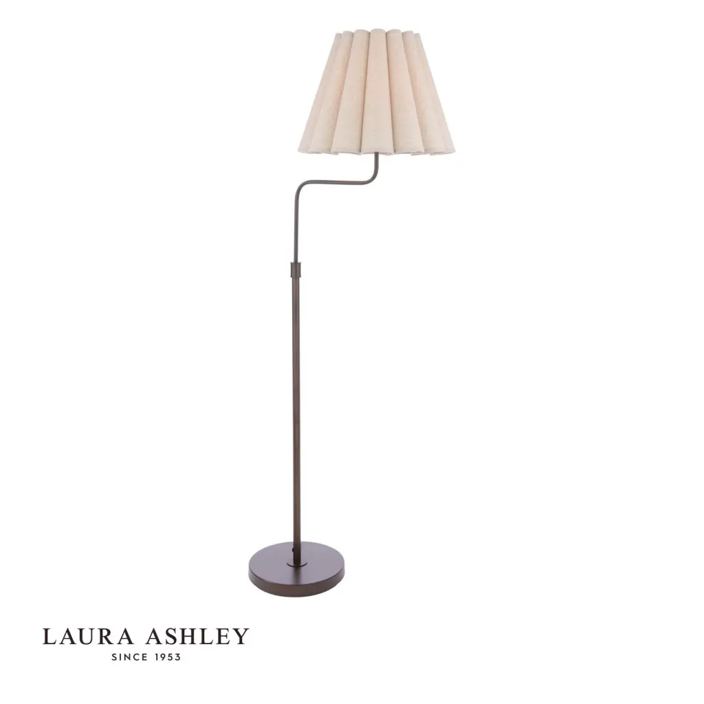Holwell Antique Bronze Floor Lamp C/W Natural  Shade