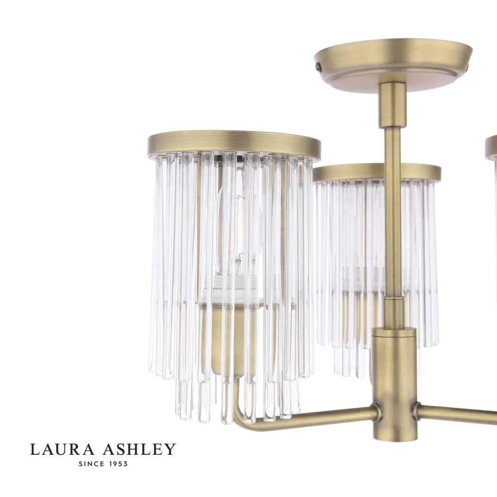 Hilcote 3 Light Antique Brass Semi Flush Fitting