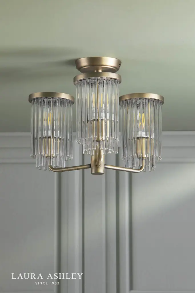 Hilcote 3 Light Antique Brass Semi Flush Fitting