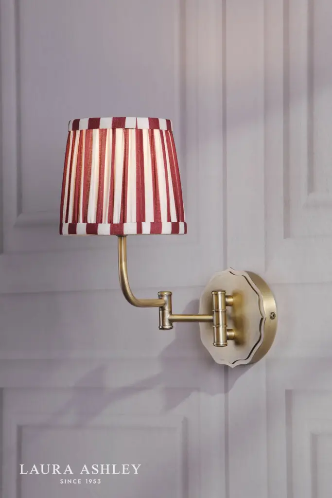 Denwick Antique Brass Wall Light C/W Red Shade
