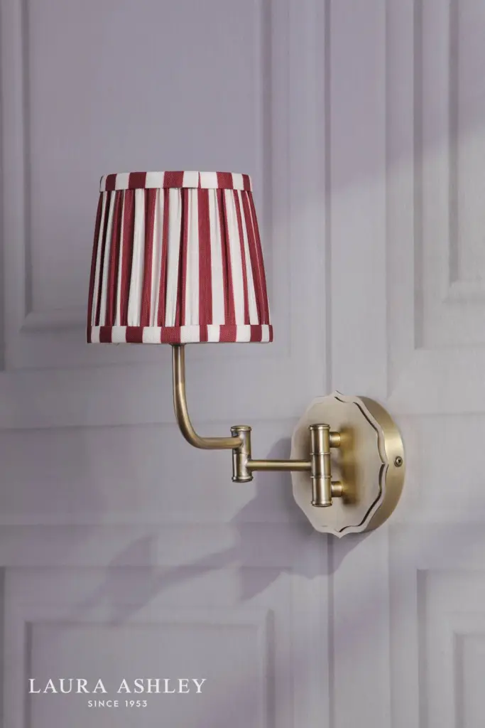 Denwick Antique Brass Wall Light C/W Red Shade