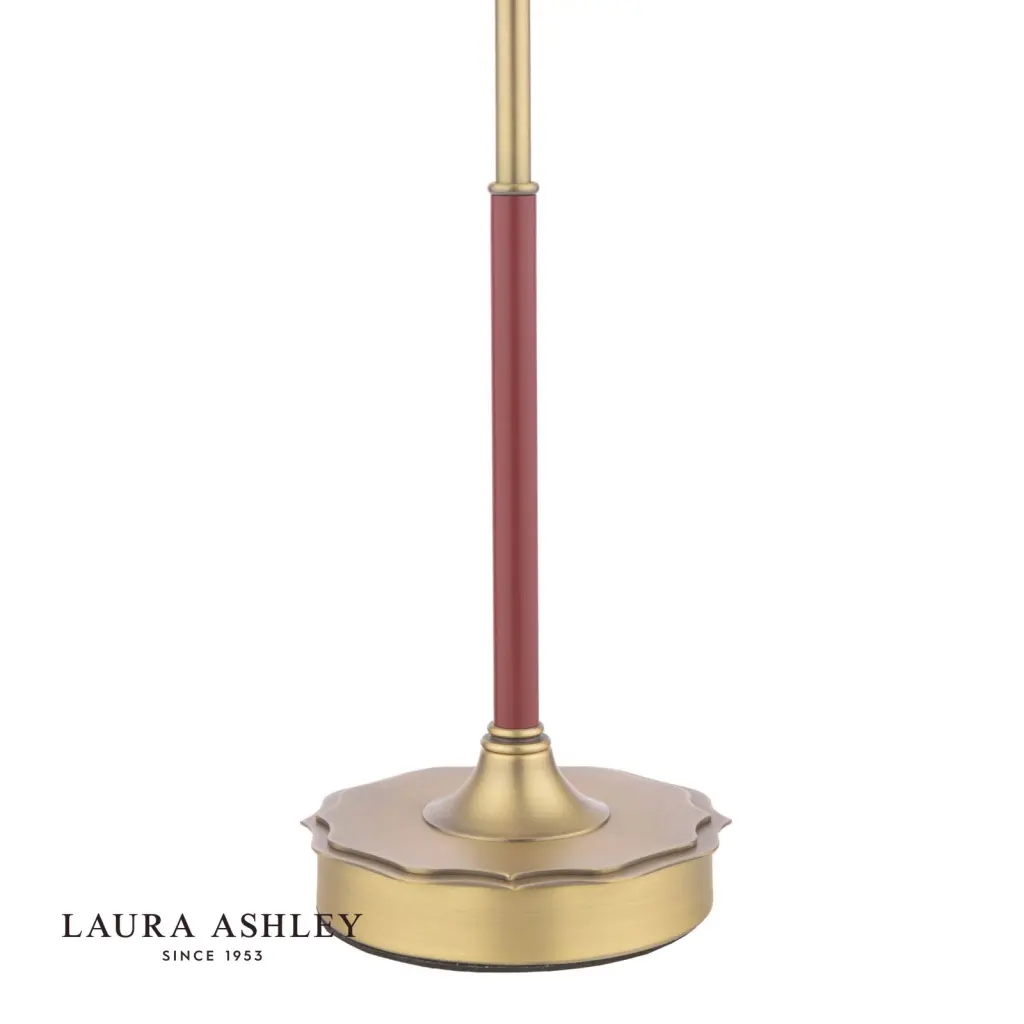 Denwick Antique Brass Table Lamp C/W Red Shade