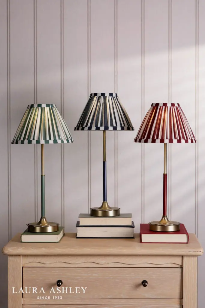 Denwick Antique Brass Table Lamp C/W Red Shade