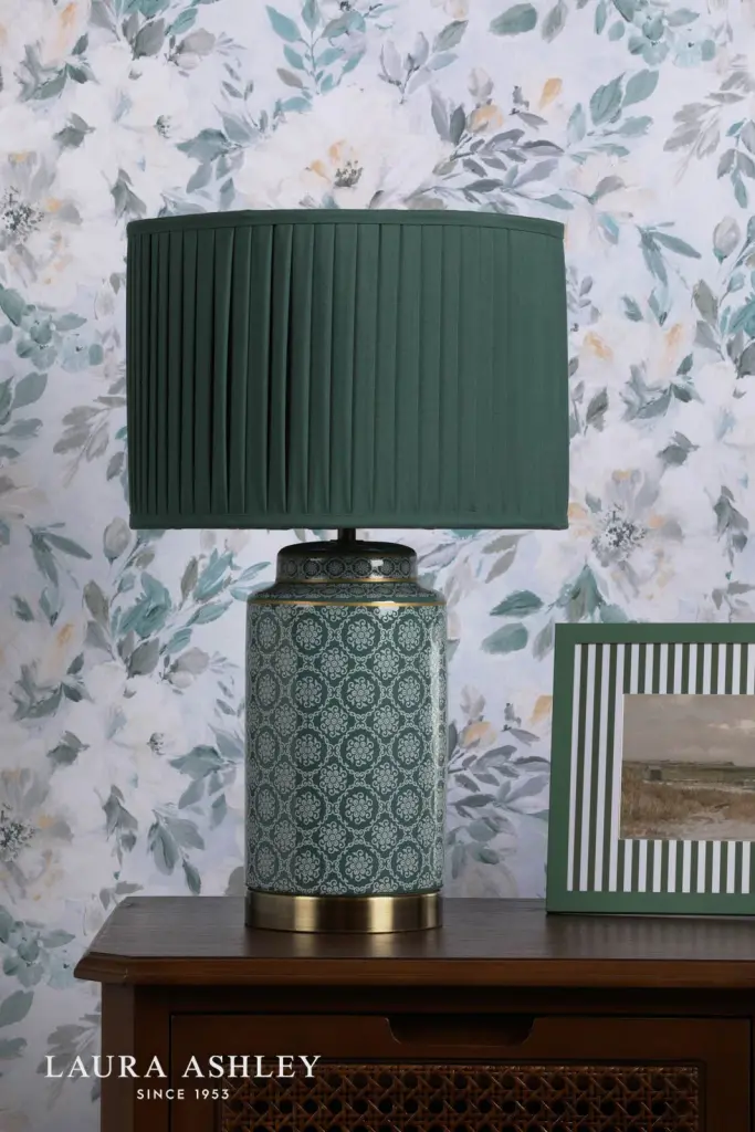 Knipton Antique Brass & Green Table Lamp C/W Shade