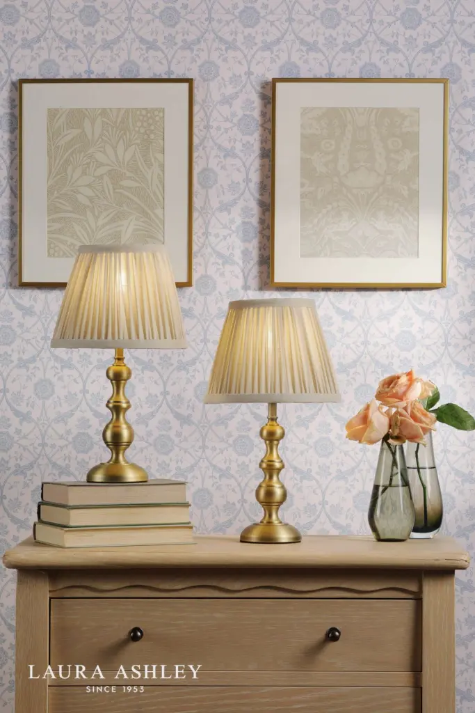 Ezra Twin Pack Antique Brass Table Lamps C/W Shade