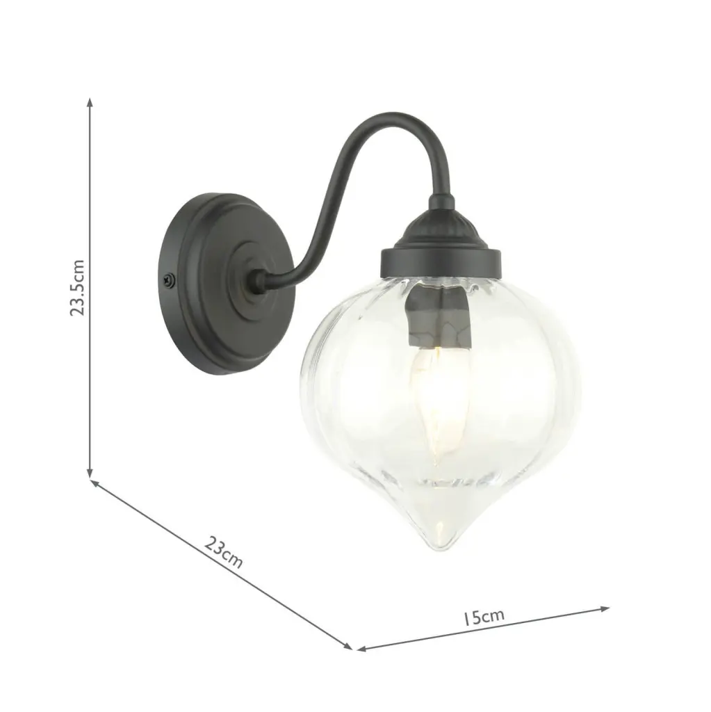 Whitham Matt Black Bathroom Wall Light IP44