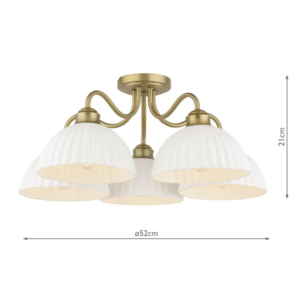Durford 5 Light Semi-Flush Matt Antique Brass