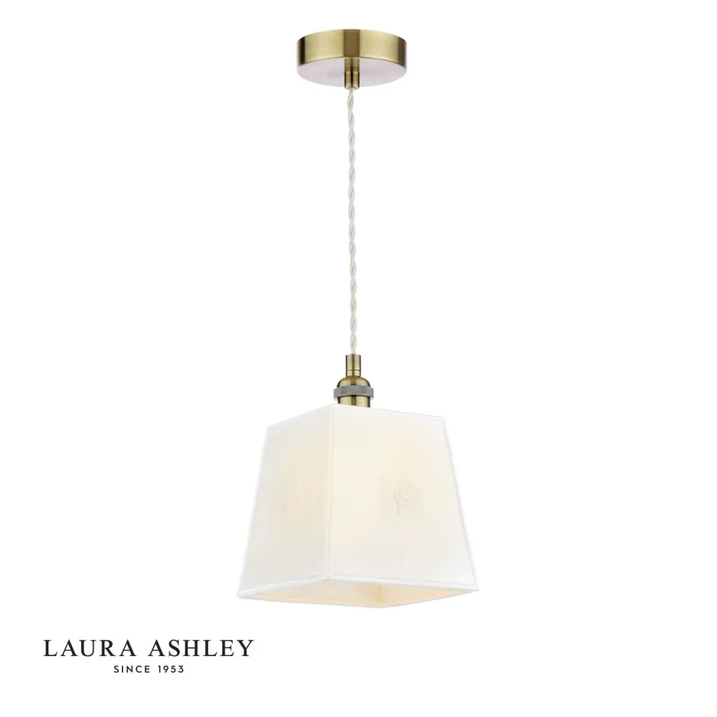 Porcelain Square Cream & Brass Single Pendant