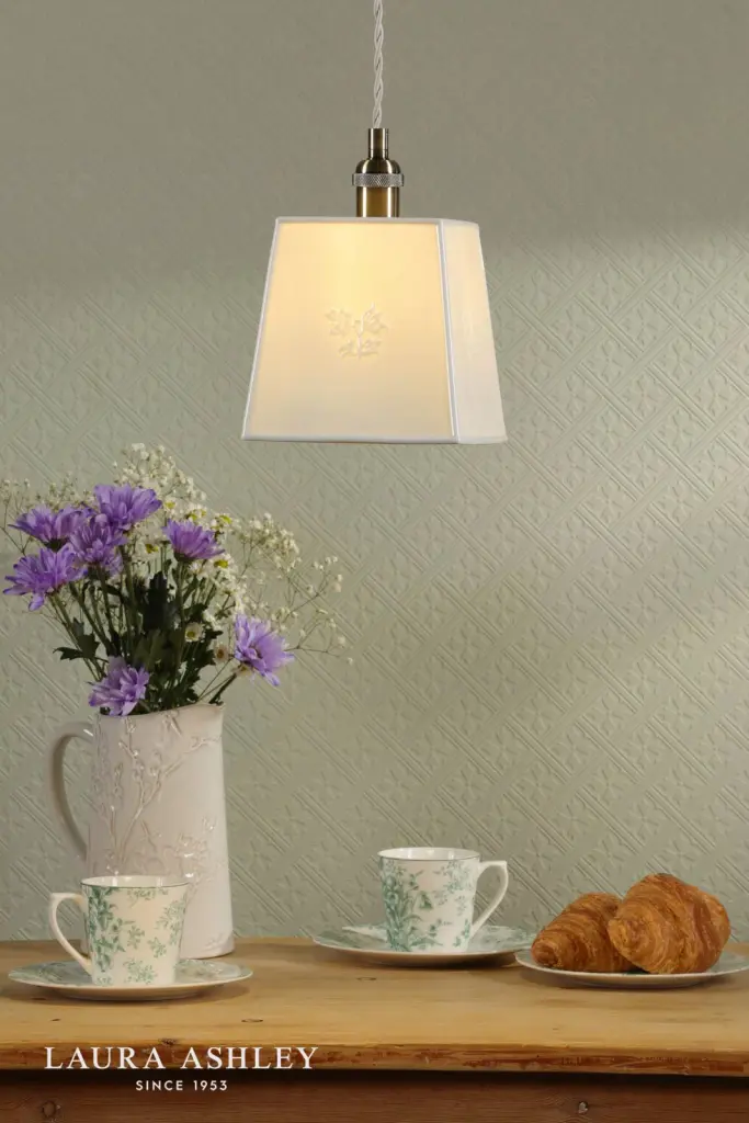 Porcelain Square Cream & Brass Single Pendant