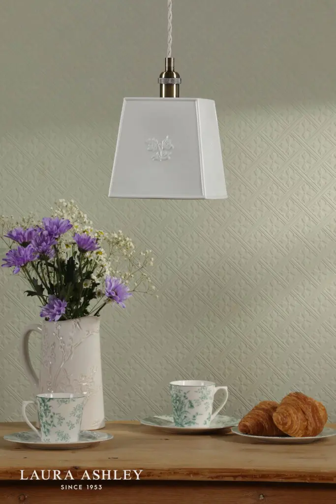 Porcelain Square Cream & Brass Single Pendant