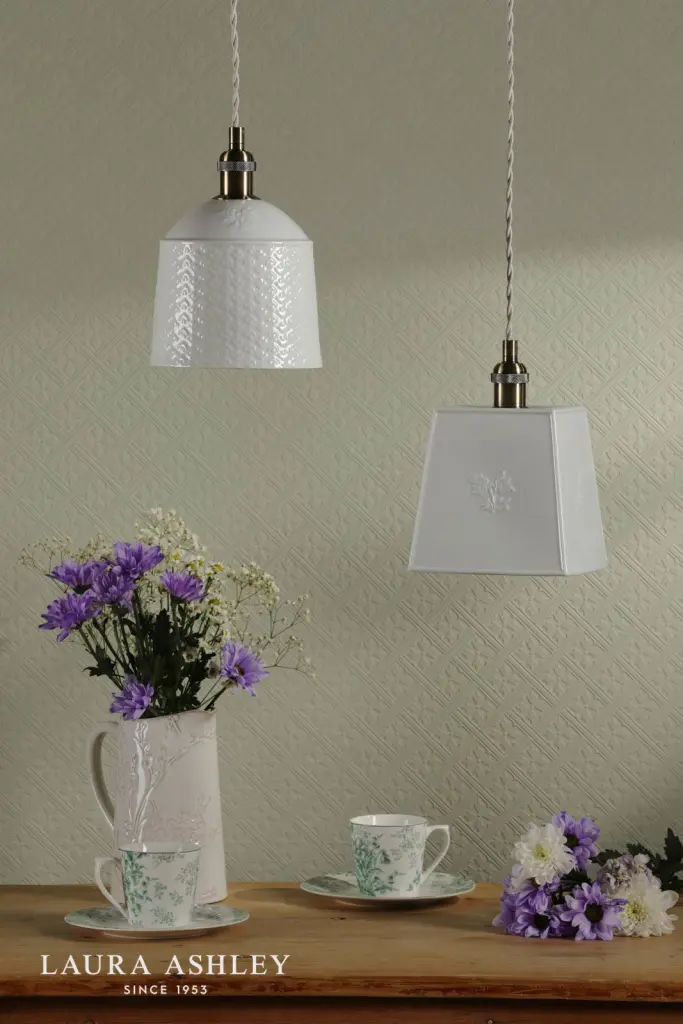 Porcelain Square Cream & Brass Single Pendant