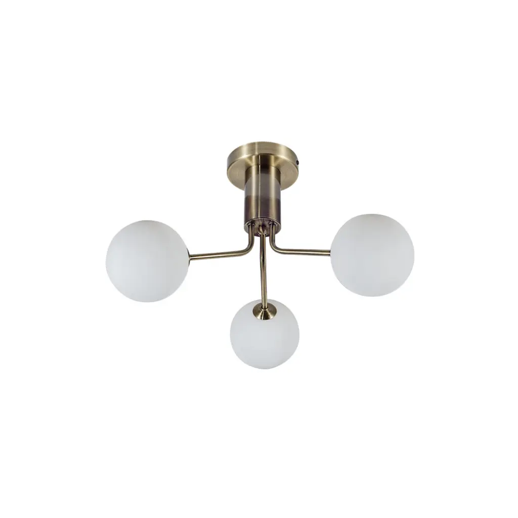 Lando 3 Light Semi Flush in Antique Brass