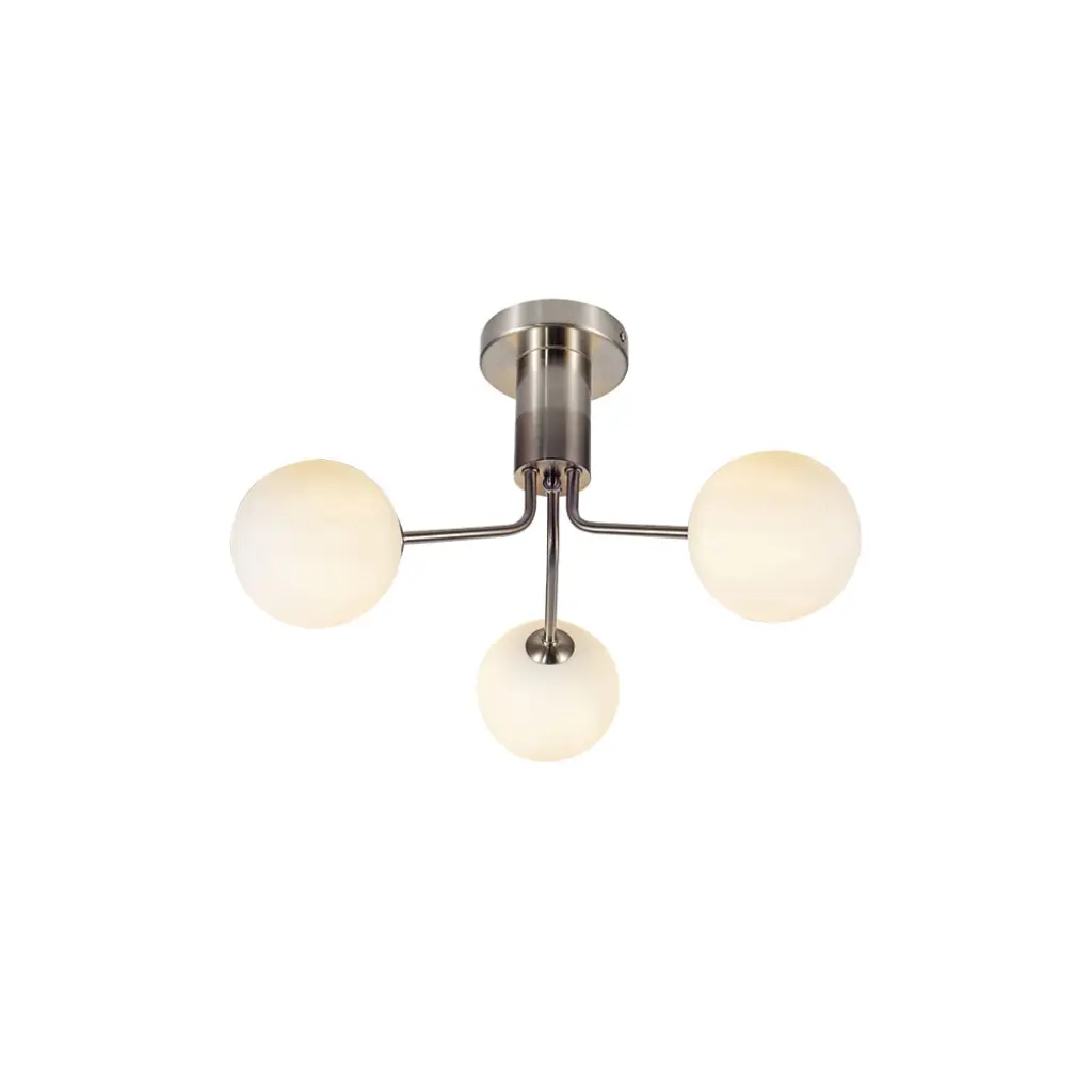 Lando 3 Light Semi Flush in Satin Chrome