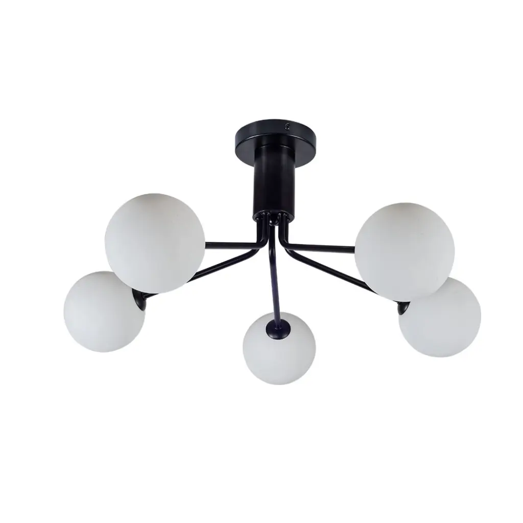 Lando 5 Light Semi Flush Fitting in Matt Black