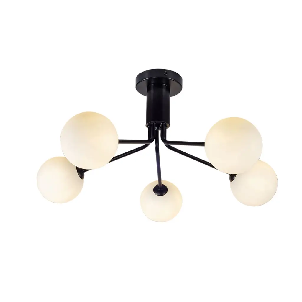 Lando 5 Light Semi Flush Fitting in Matt Black