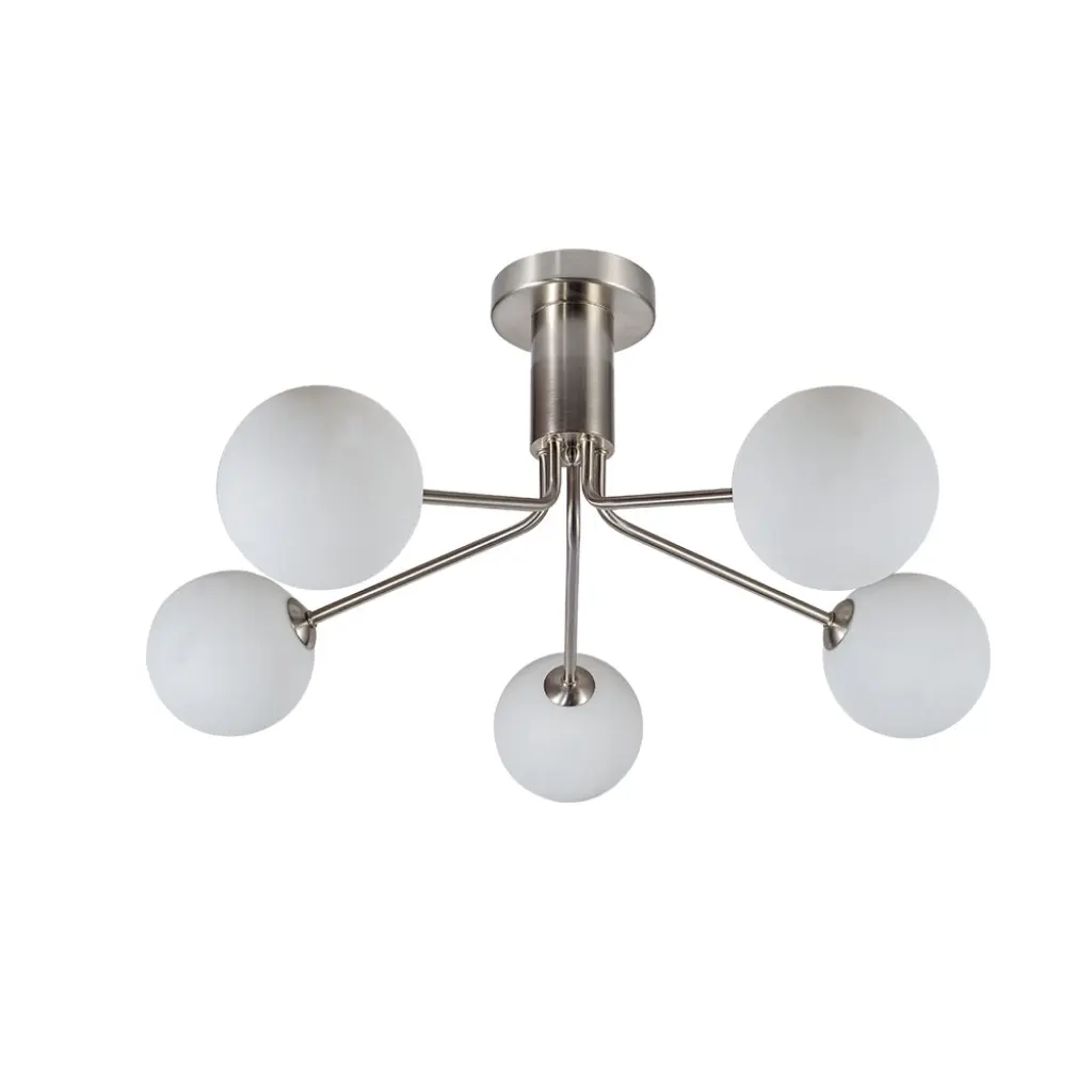 Lando 5 Light Semi Flush Fitting in Satin Chrome