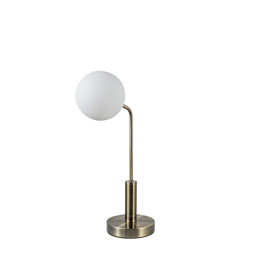 Lando Antique Brass Table Lamp With Opal Shade