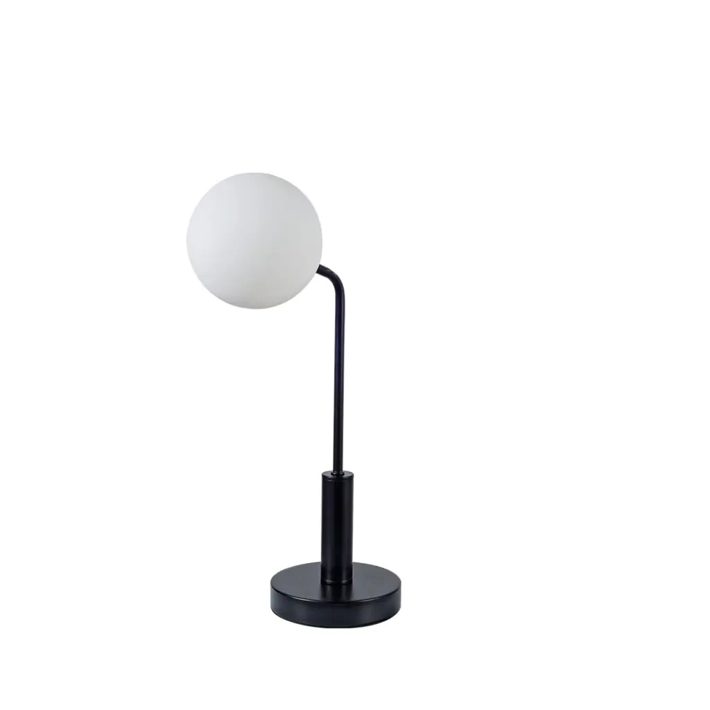 Lando Matt Black Table Lamp With Opal Shade