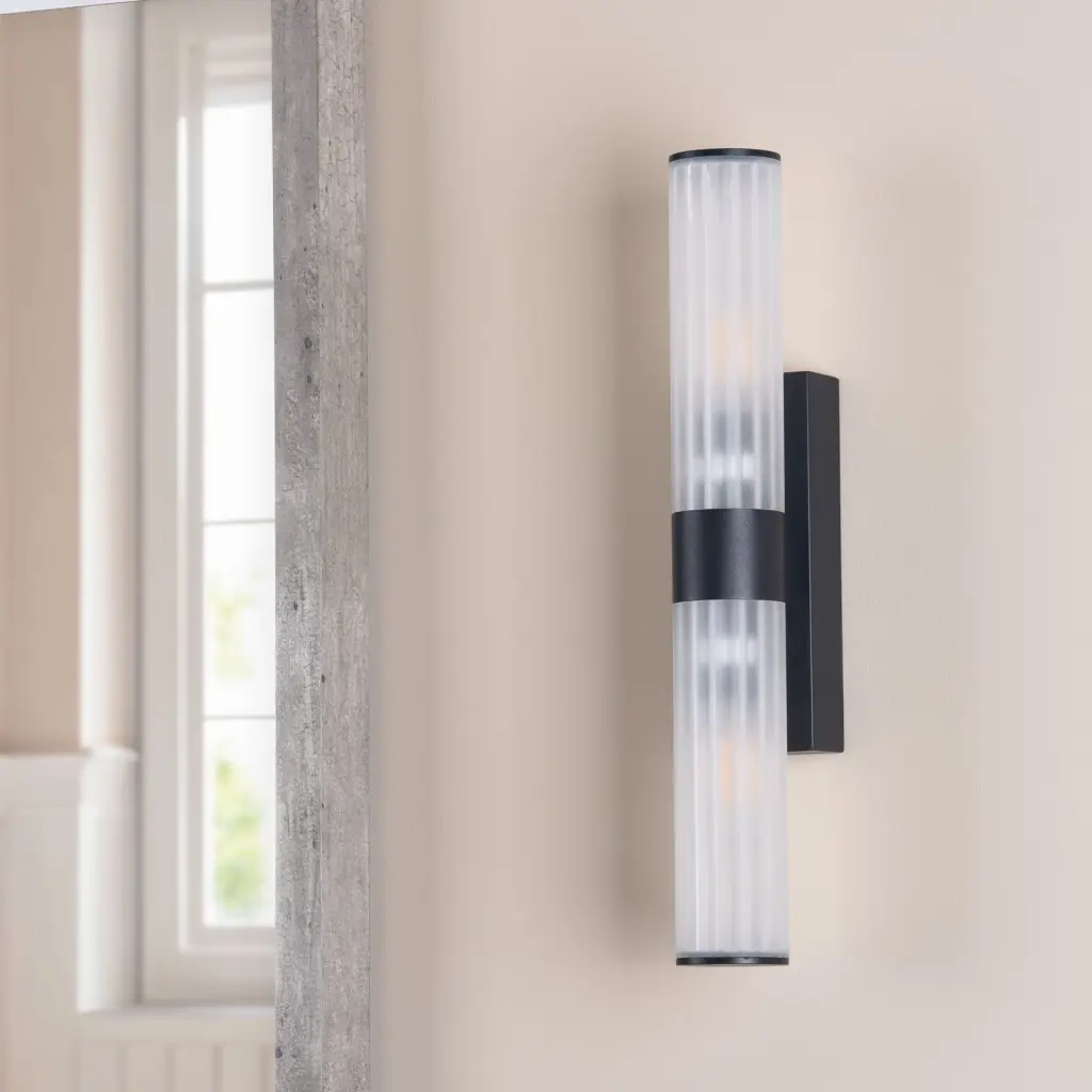 Lars Matt Black Up & Down Bathroom Wall Light