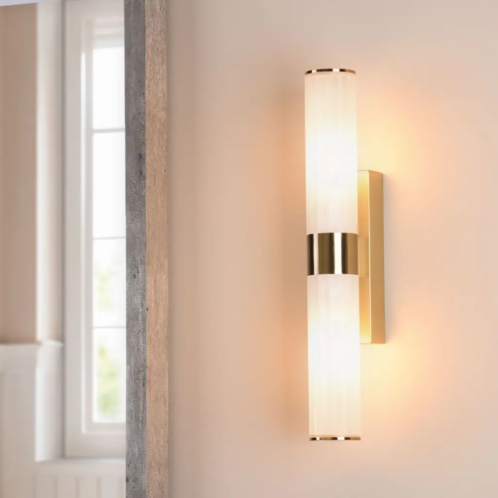Lars Brushed Gold Up & Down Bathroom Wall Light