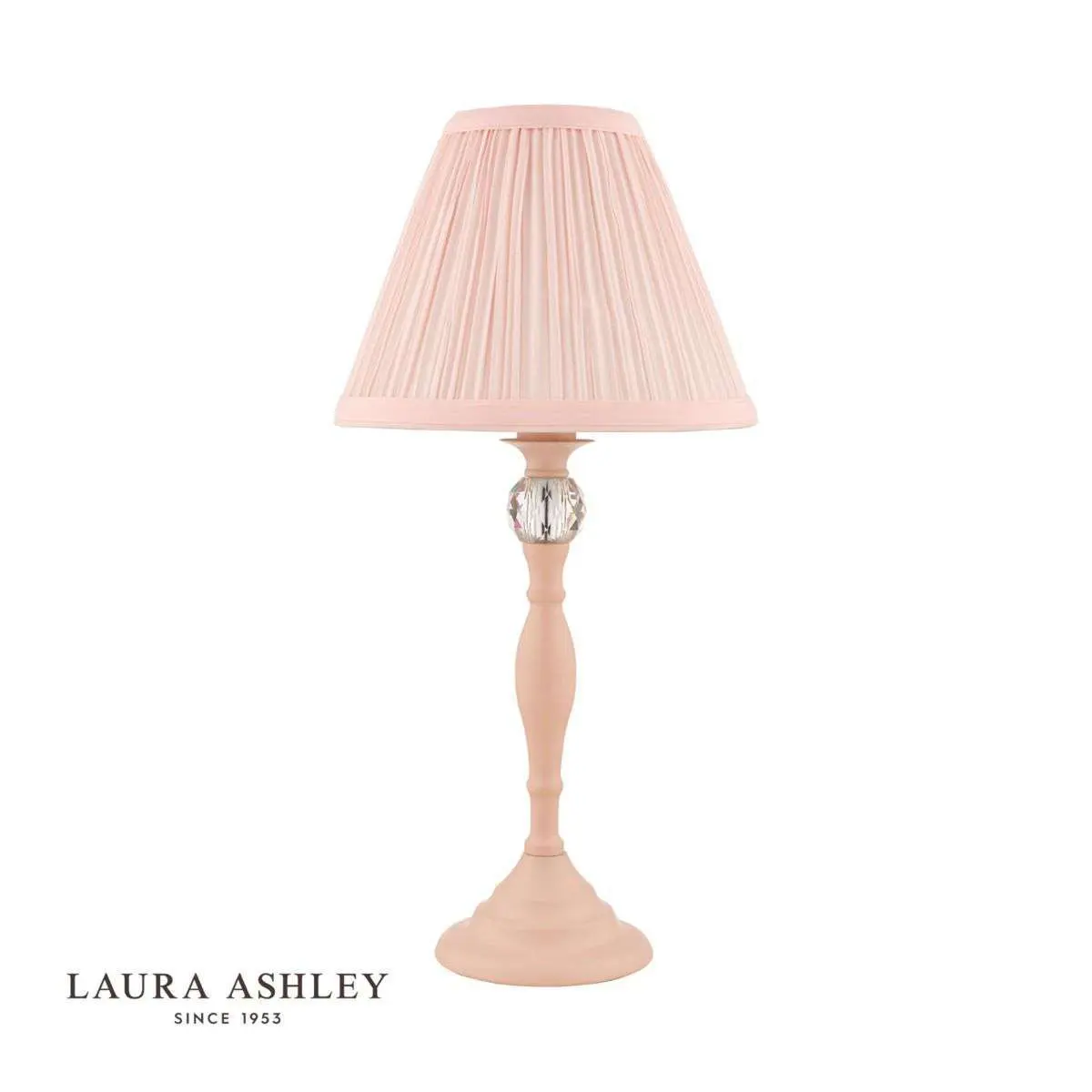Laura Ashley Ellis Satin-Painted Spindle Table Lamp with Blush Shade