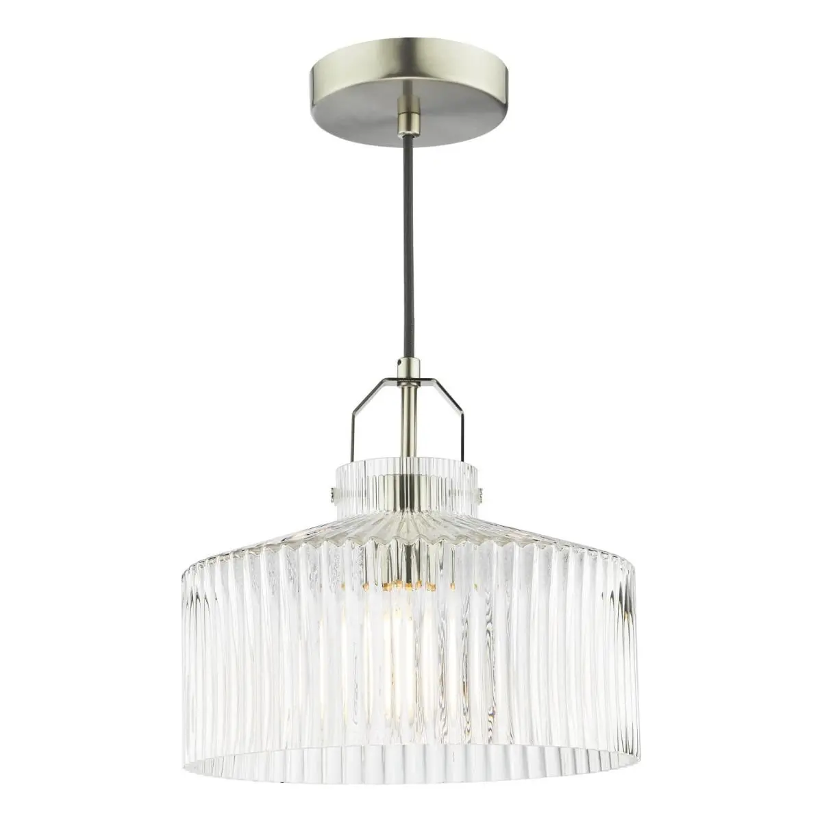 Lenka Satin Nickel & Ribbed Glass Pendant