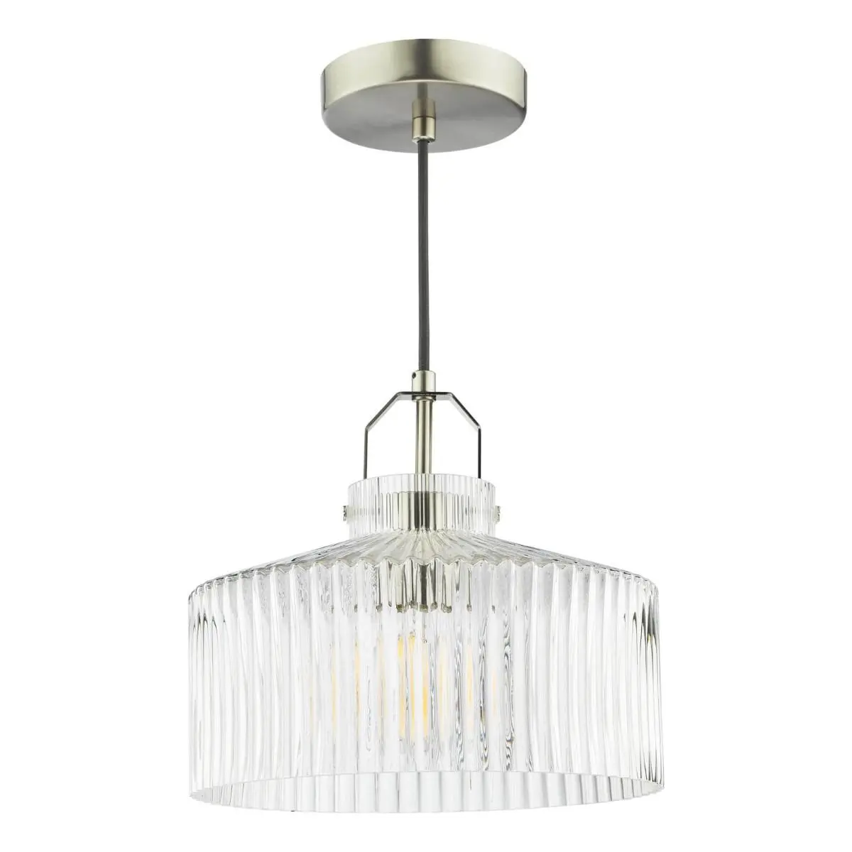 Lenka Satin Nickel & Ribbed Glass Pendant