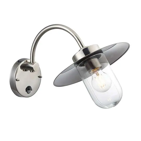 Lincoln  Polished Stainless Steel PIR Wall Light IP44