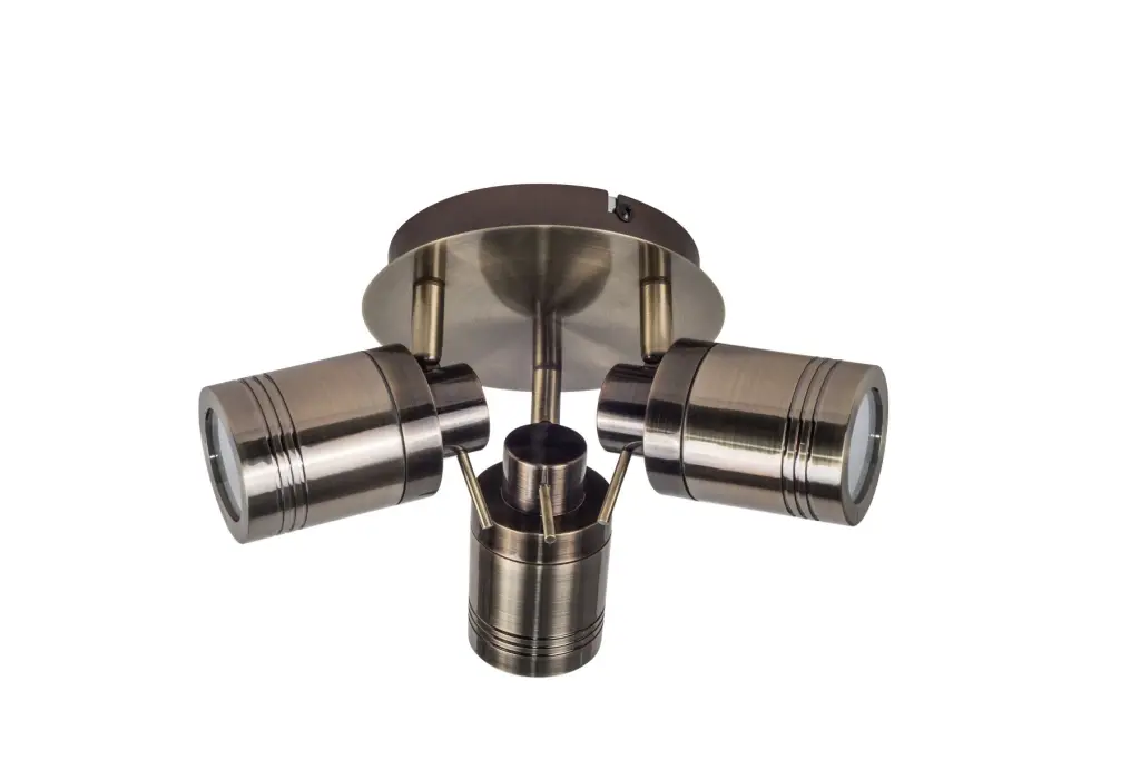Luxo 3 Light Spotlight in Antique Brass