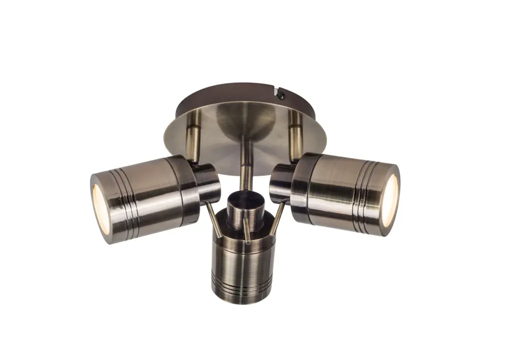Luxo 3 Light Spotlight in Antique Brass