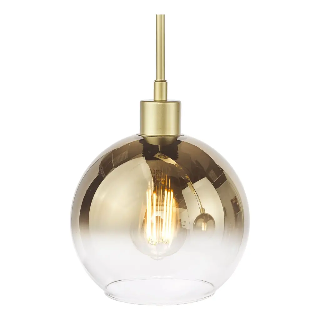 Lycia 3 Light Bar Pendant in Satin Gold with Ombre Glass