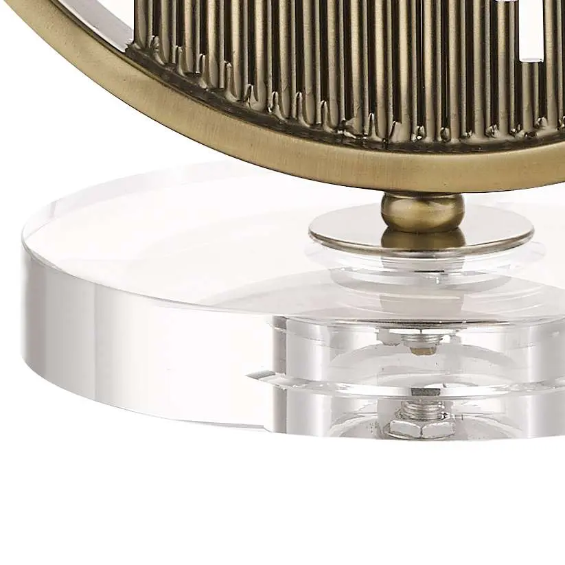 Manhatten Antique Brass and Crystal Table Lamp c/w Shade