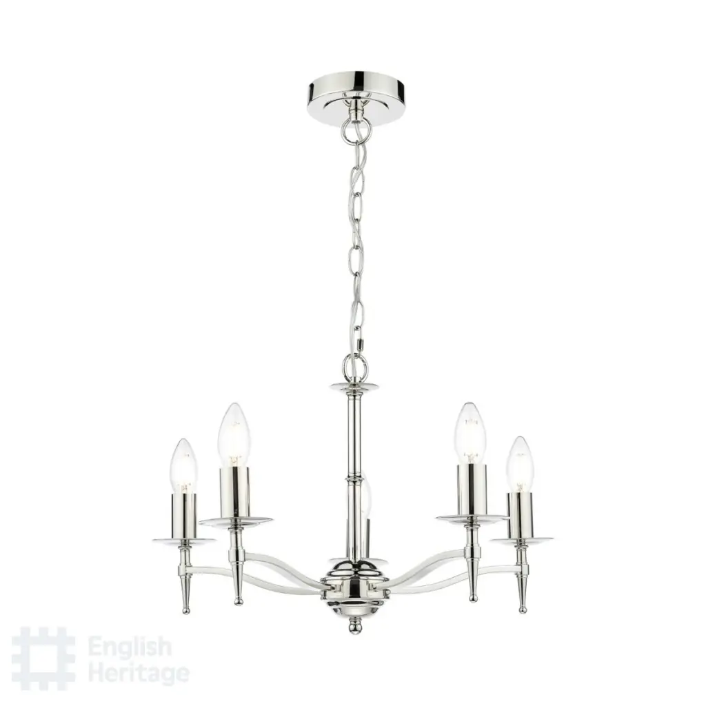 Marble Hill Polished Nickel 5 Light Pendant