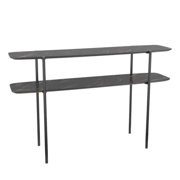 Agnesa 2 Tier Console Table with Dark Marble Effect