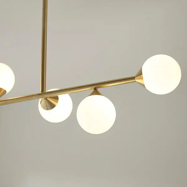 Eve Brushed Brass Linear Pendant C/W Opal Shades