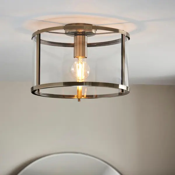 Hopton Antique Brass Flush Light