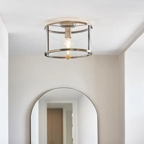 Hopton Antique Brass Flush Light