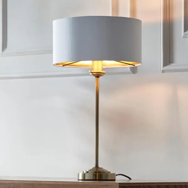 Highclere Single Table Lamp in Antique Brass C/W White Shade