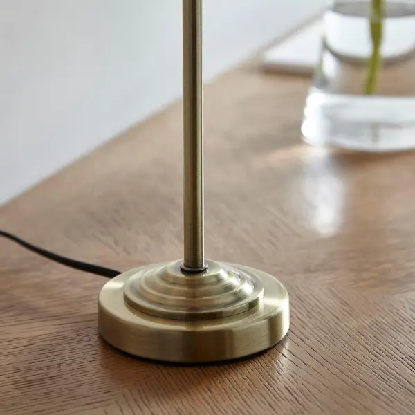 Highclere Single Table Lamp in Antique Brass C/W White Shade