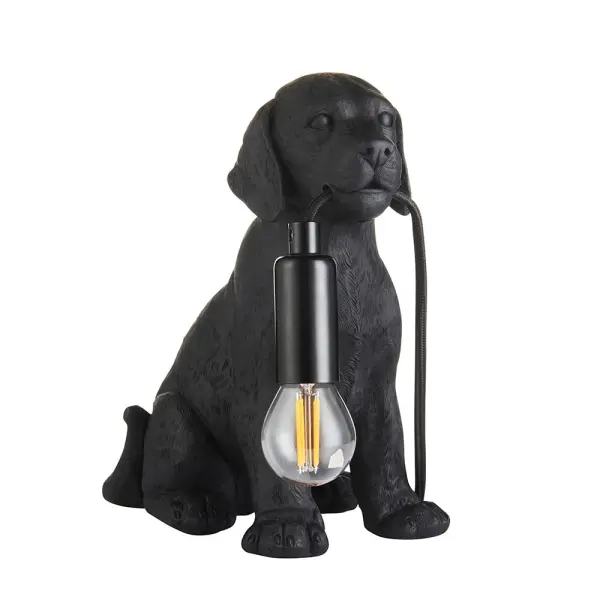 Labrador Puppy Table Lamp in Black Finish